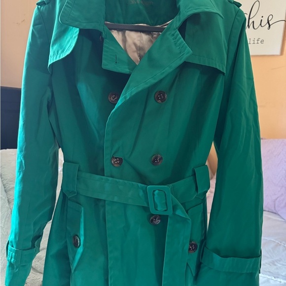 Green Double-Breasted Women's Coat - Picture 3 of 14